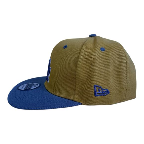 LA Dodgers New Era 9Forty Men’s SnapBack Hat Wheat Navy With Outline - Picture 4 of 10
